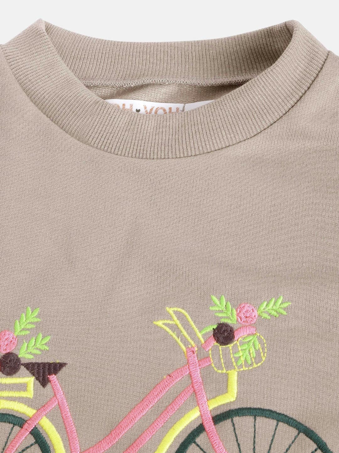 Lyush Grey Terry Embroidered Bicycle Sweatshirt For Girls - Distacart