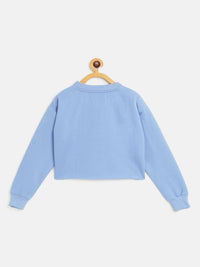 Thumbnail for Lyush Blue SHINE BRIGHT Foil Print Crop Sweatshirt For Girls - Distacart