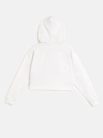 Thumbnail for Lyush White Ballerina Print Crop Hoodie For Girls - Distacart