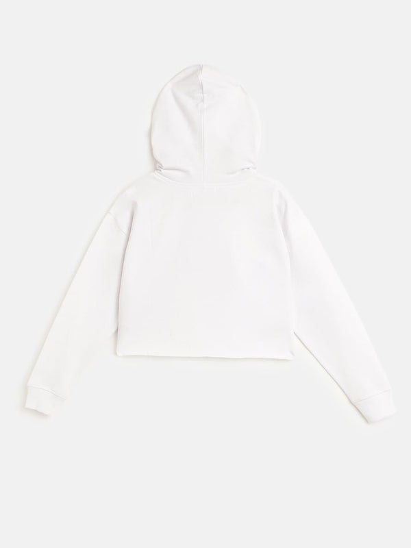 Lyush White Ballerina Print Crop Hoodie For Girls - Distacart