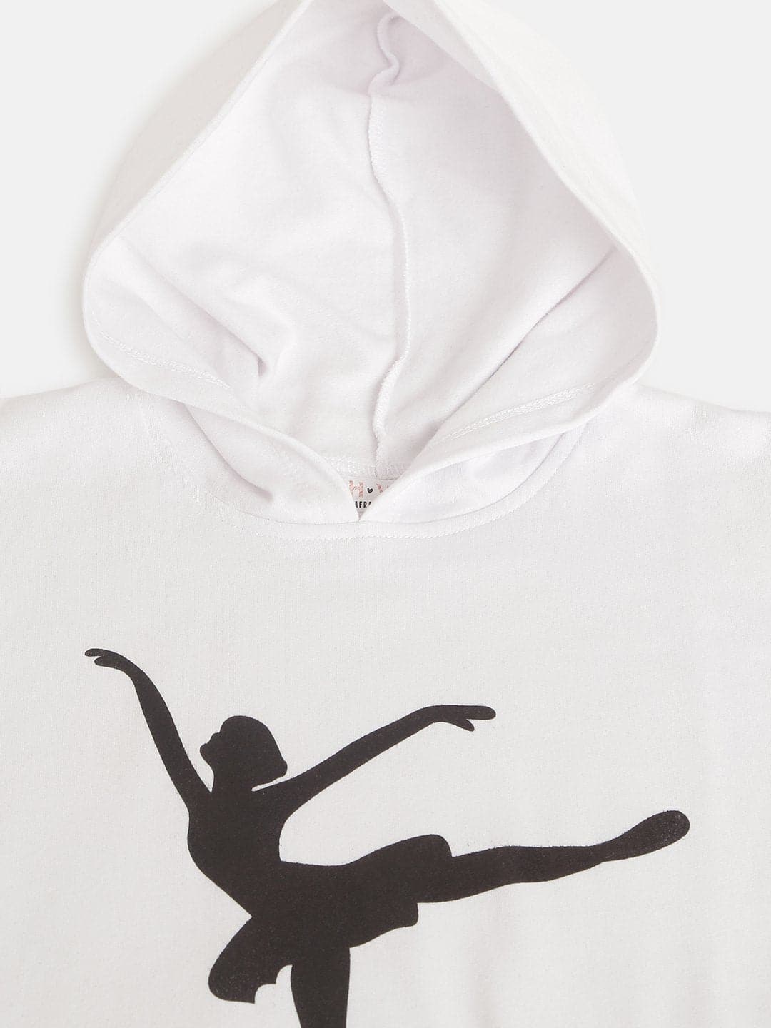 Lyush White Ballerina Print Crop Hoodie For Girls - Distacart