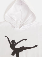 Thumbnail for Lyush White Ballerina Print Crop Hoodie For Girls - Distacart