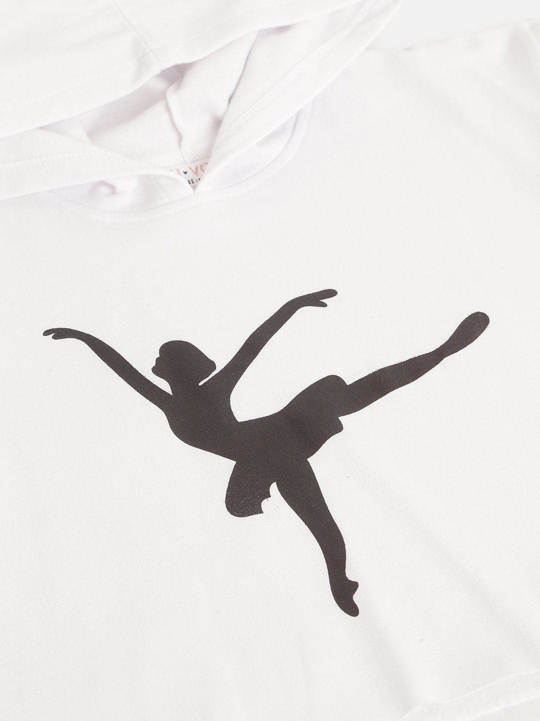 Lyush White Ballerina Print Crop Hoodie For Girls - Distacart