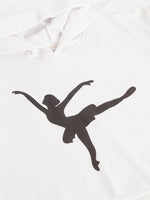Thumbnail for Lyush White Ballerina Print Crop Hoodie For Girls - Distacart