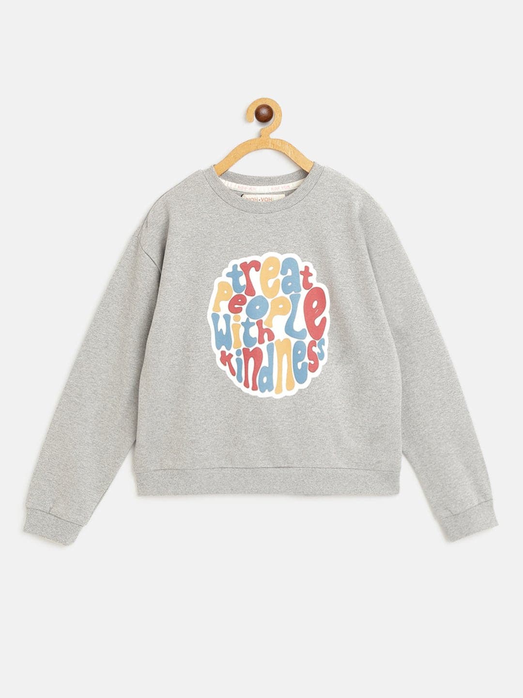 Lyush Grey TREAT PEOPLE Print Sweatshirt For Girls - Distacart