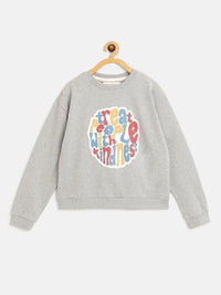 Thumbnail for Lyush Grey TREAT PEOPLE Print Sweatshirt For Girls - Distacart