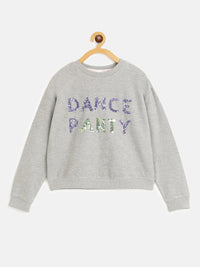 Thumbnail for Lyush Grey DANCE PARTY Embroidered Sweatshirt For Girls - Distacart