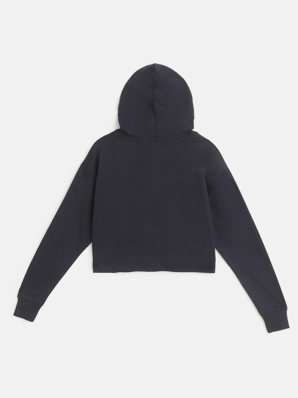 Lyush Navy POSITIVE ENERGY Print Hoodie For Girls - Distacart
