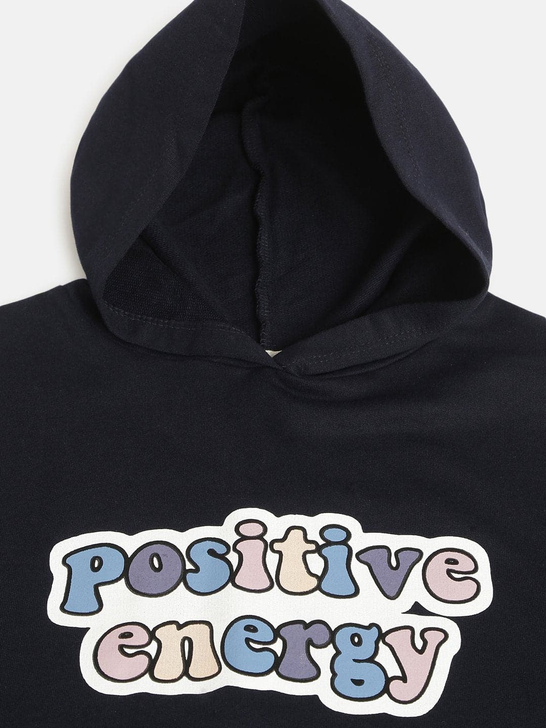 Lyush Navy POSITIVE ENERGY Print Hoodie For Girls - Distacart