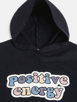 Thumbnail for Lyush Navy POSITIVE ENERGY Print Hoodie For Girls - Distacart
