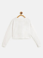 Thumbnail for Lyush White Embroidered Crop Sweatshirt For Girls - Distacart