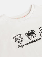 Thumbnail for Lyush White Embroidered Crop Sweatshirt For Girls - Distacart