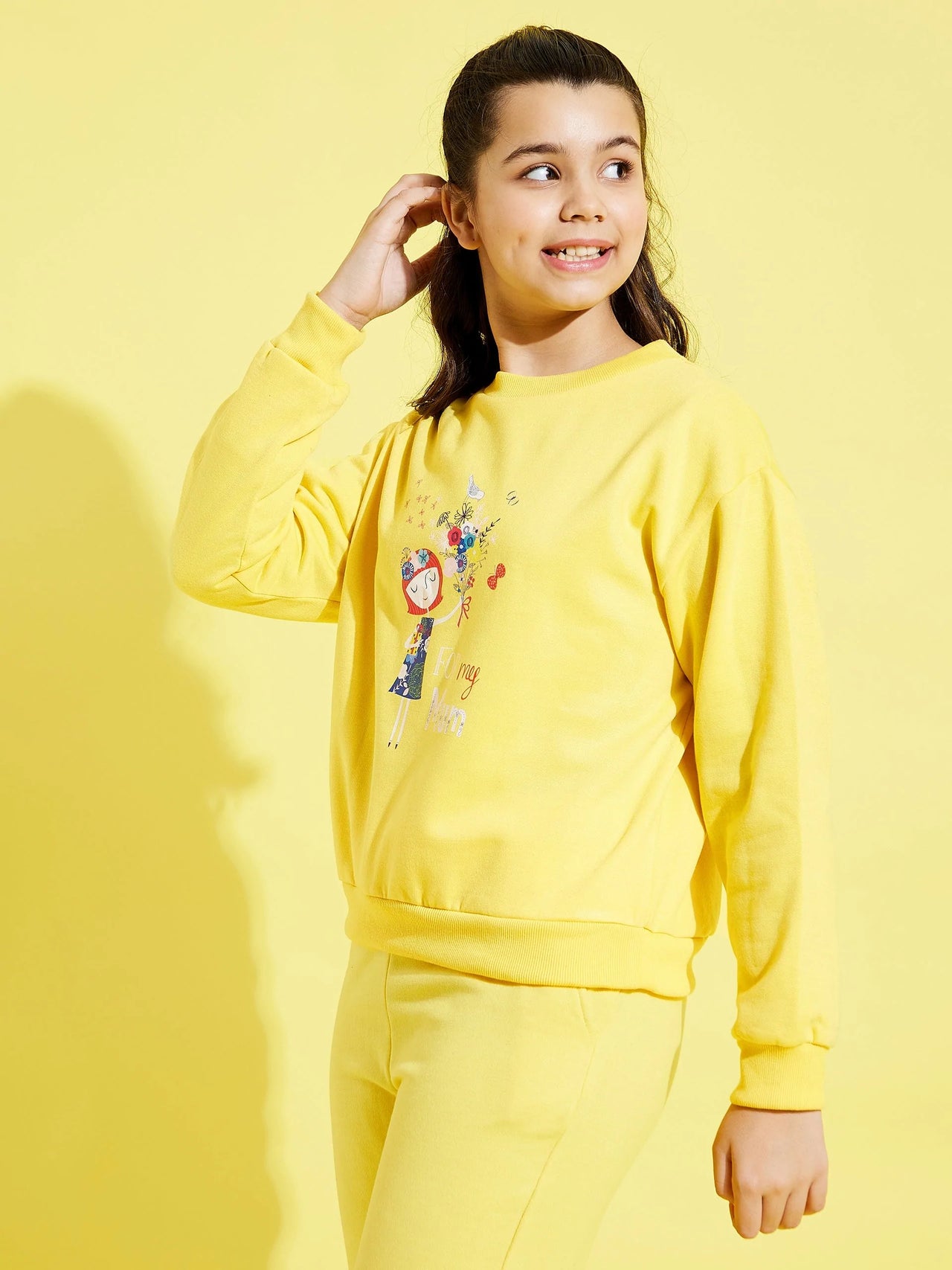 Lyush Yellow Fleece GIRL Sweatshirt For Girls - Distacart