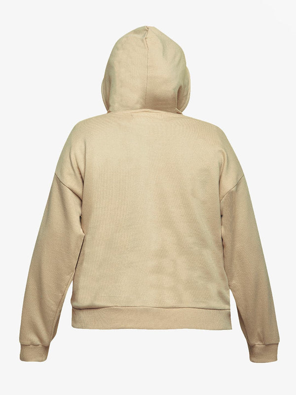 Lyush Beige ALWAYS FLOWERS Drop Shoulder Hoodie For Girls - Distacart