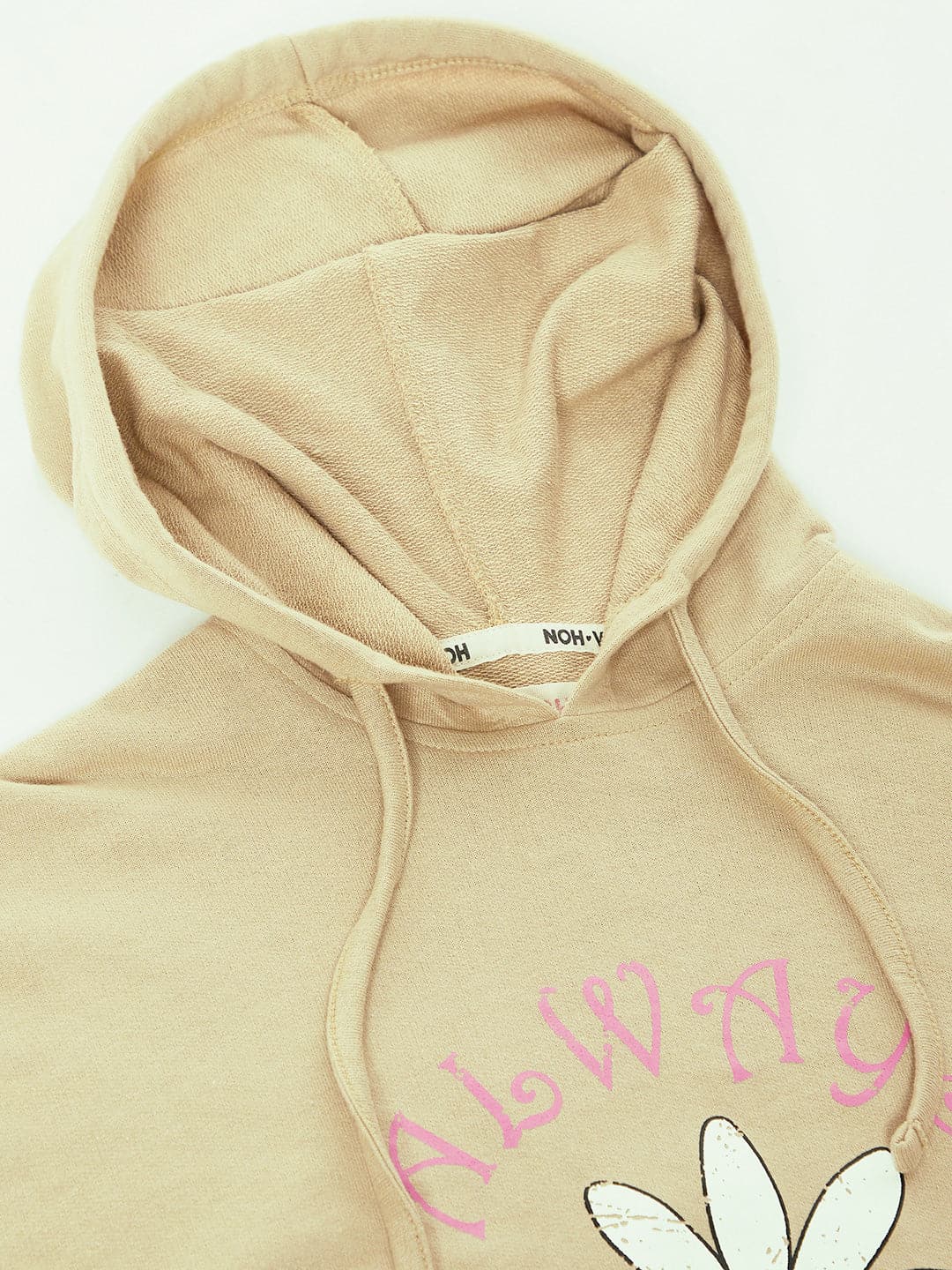 Lyush Beige ALWAYS FLOWERS Drop Shoulder Hoodie For Girls - Distacart