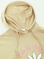 Thumbnail for Lyush Beige ALWAYS FLOWERS Drop Shoulder Hoodie For Girls - Distacart