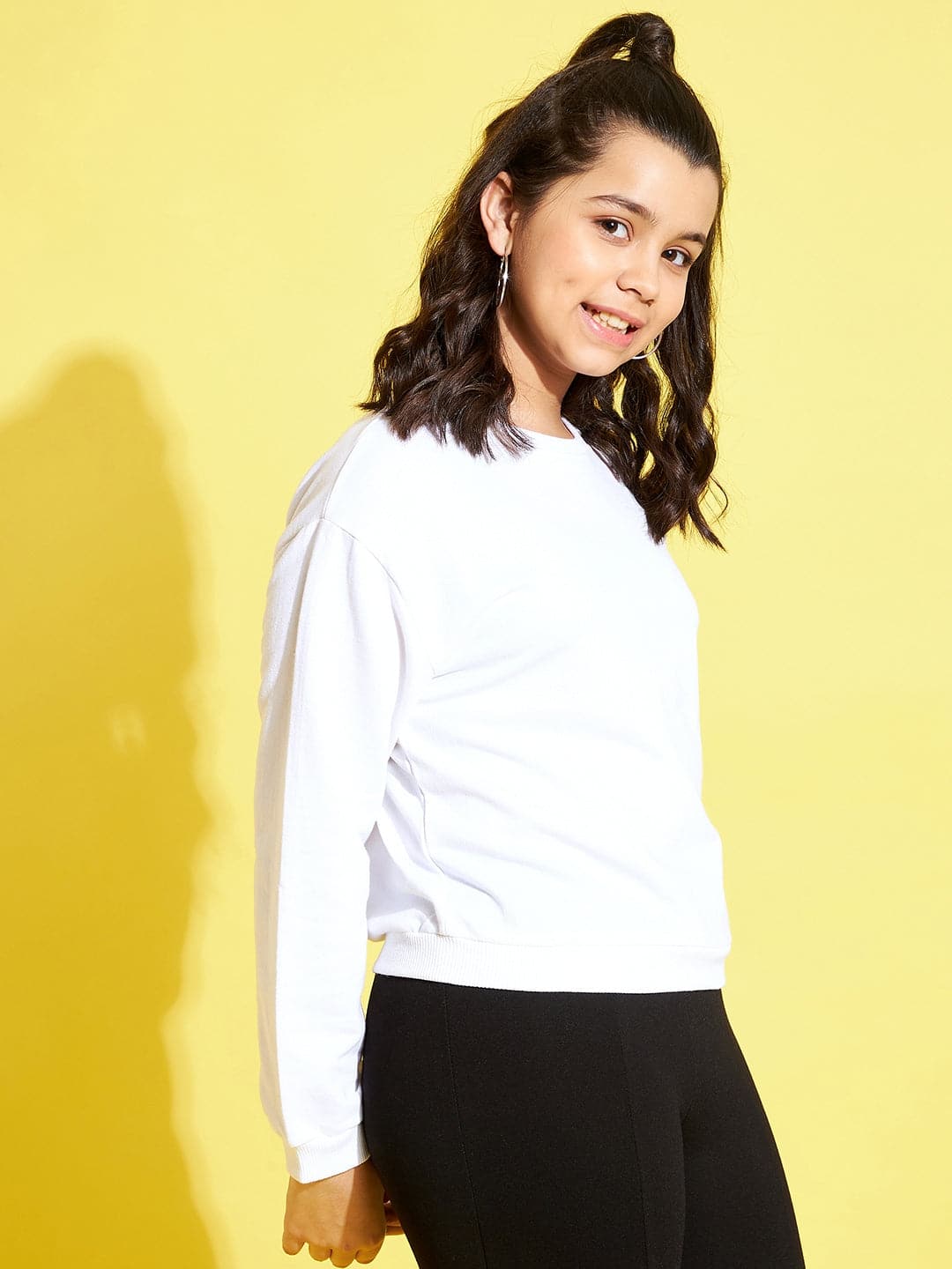 Lyush White Terry Pumpkin Drop Shoulder Sweatshirt For Girls - Distacart