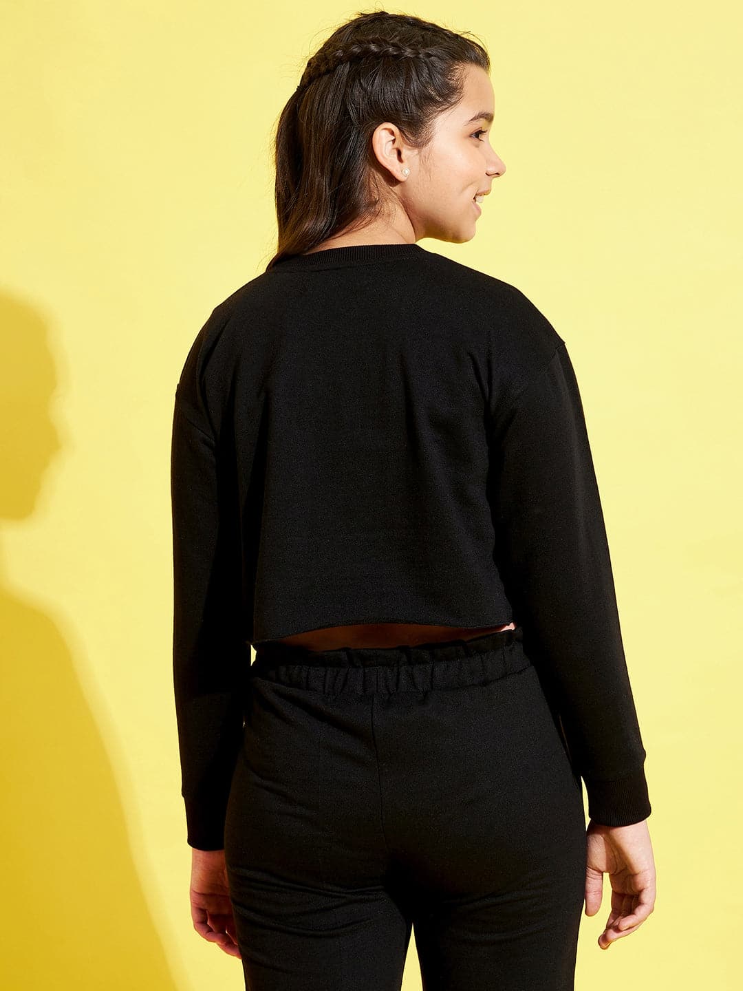 Lyush Black Terry CALIFORNIA Crop Sweatshirt For Girls - Distacart