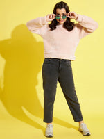 Thumbnail for Lyush Baby Pink Fur High Neck Sweatshirt For Girls - Distacart