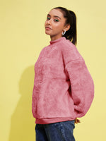 Thumbnail for Lyush Girls Pink Fur High Neck Sweatshirt - Distacart