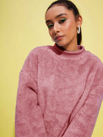 Thumbnail for Lyush Girls Pink Fur High Neck Sweatshirt - Distacart