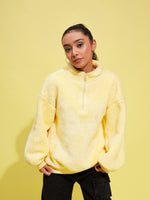 Thumbnail for Lyush Girls Yellow Fur Front Zipper Sweatshirt - Distacart