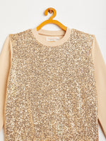 Thumbnail for Lyush Girls Beige Front Sequence Overiszed Sweatshirt - Distacart