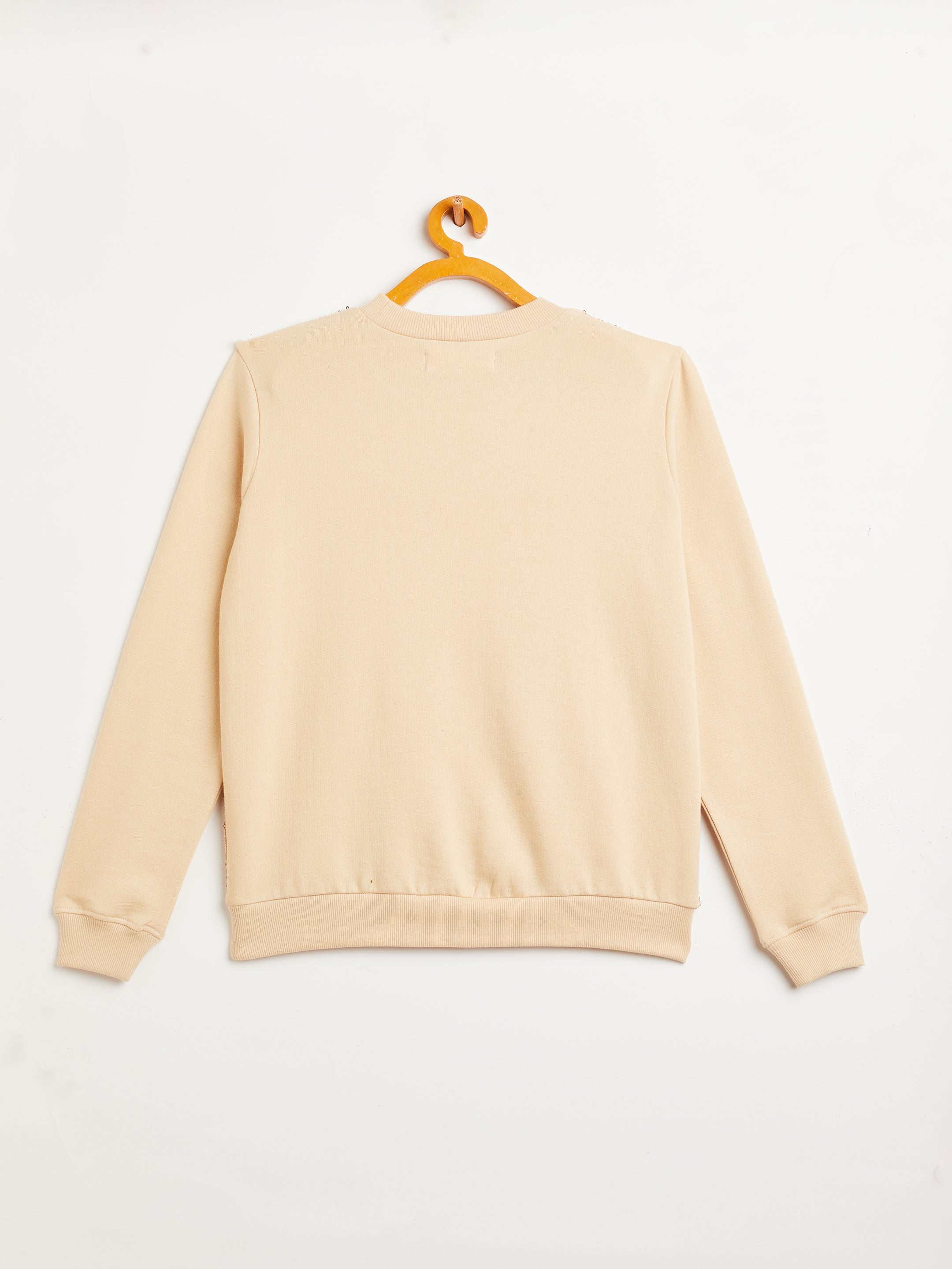 Lyush Girls Beige Front Sequence Overiszed Sweatshirt - Distacart