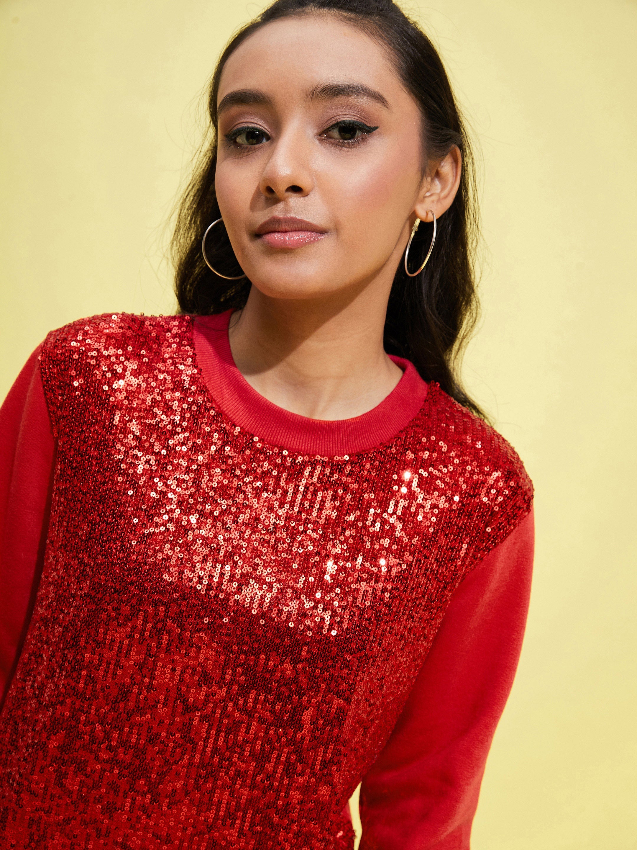 Lyush Girls Red Front Sequence Overiszed Sweatshirt - Distacart