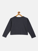 Thumbnail for Lyush Navy Terry Front Button Boxy Top For Girls - Distacart