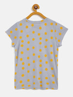 Thumbnail for Lyush Grey & Yellow Polka Dot T-Shirt For Girls - Distacart