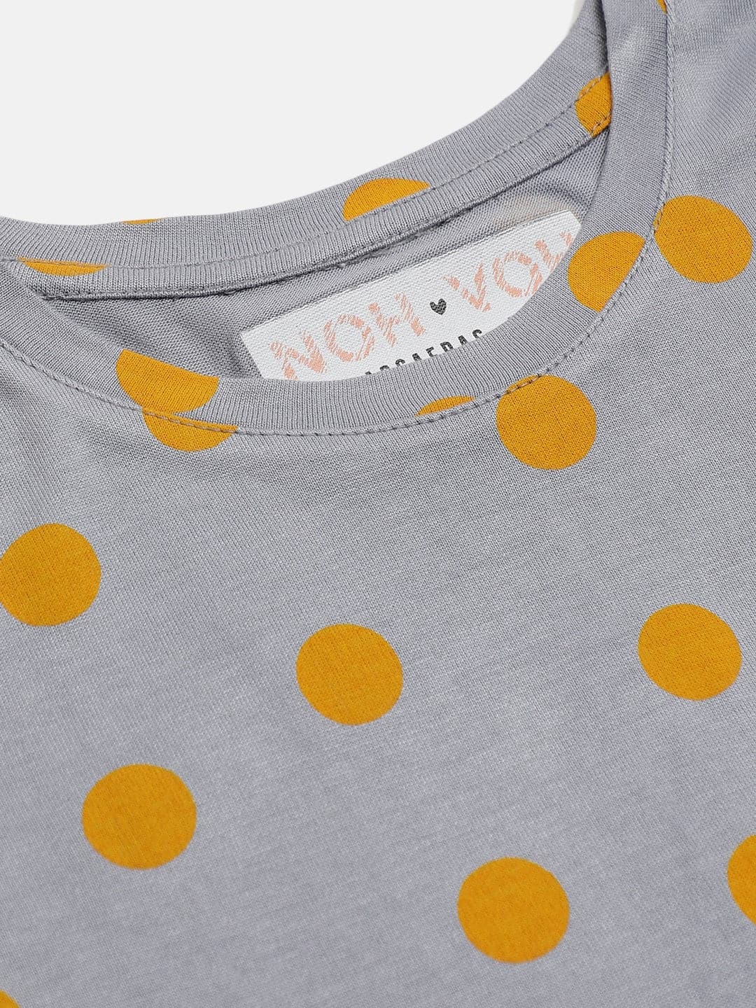 Lyush Grey & Yellow Polka Dot T-Shirt For Girls - Distacart