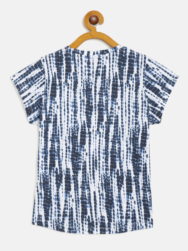 Lyush Blue & White Tie-Dye T-Shirt For Girls - Distacart