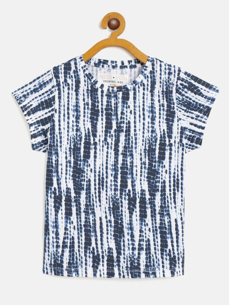Lyush Blue & White Tie-Dye T-Shirt For Girls - Distacart