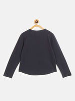 Thumbnail for Lyush Navy HELLO Print Full Sleeve T-Shirts For Girls - Distacart