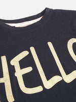 Thumbnail for Lyush Navy HELLO Print Full Sleeve T-Shirts For Girls - Distacart