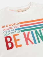 Thumbnail for Lyush White BE KIND Print Full Sleeve T-Shirts For Girls - Distacart