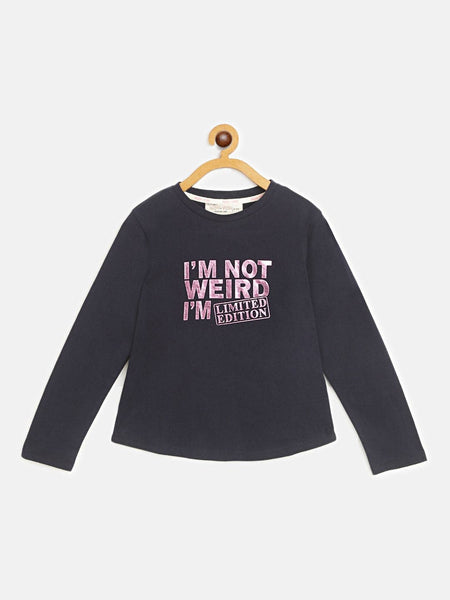 Lyush Black I AM NOT WEIRD Full Sleeve T-Shirts For Girls - Distacart