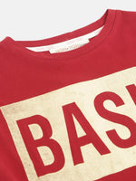 Thumbnail for Lyush Maroon BASIC Print Full Sleeve Crop T-Shirts For Girls - Distacart