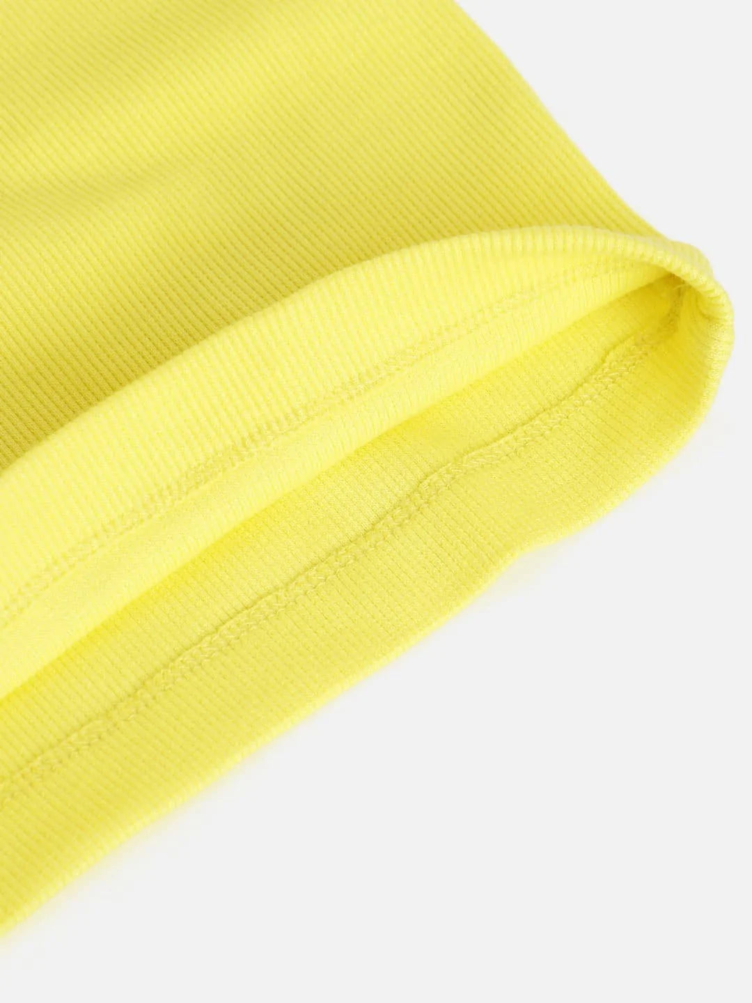 Lyush Yellow Rib Brand Tape Half Sleeve Top For Girls - Distacart