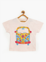 Thumbnail for Lyush Cream Bus Print Regular T-Shirt For Girls - Distacart