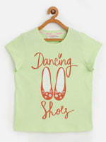 Thumbnail for Lyush Green Dancing Shoes T-Shirt For Girls - Distacart
