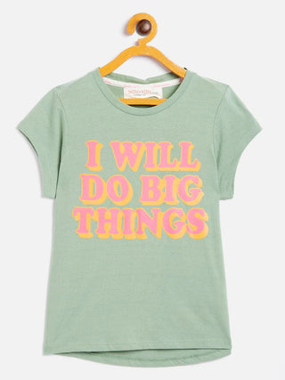 Lyush Olive I Will Do Big Things T-Shirt For Girls - Distacart