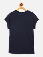 Thumbnail for Lyush Navy Stars Print T-Shirt For Girls - Distacart