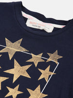 Thumbnail for Lyush Navy Stars Print T-Shirt For Girls - Distacart