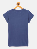 Thumbnail for Lyush Navy Just Want To Be Happy T-Shirt For Girls - Distacart