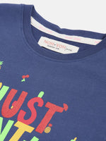 Thumbnail for Lyush Navy Just Want To Be Happy T-Shirt For Girls - Distacart
