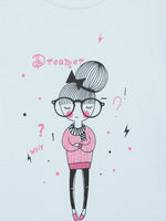 Thumbnail for Lyush Blue Dreamer Print T-Shirt For Girls - Distacart
