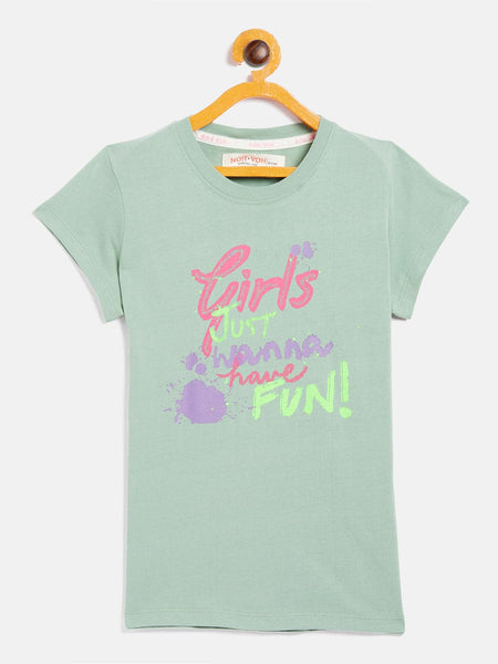 Lyush Olive Lyush Just Wanna Have Fun T-Shirt For Girls - Distacart