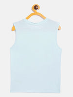 Thumbnail for Lyush Blue Happy Print Sleeveless T-Shirt For Girls - Distacart